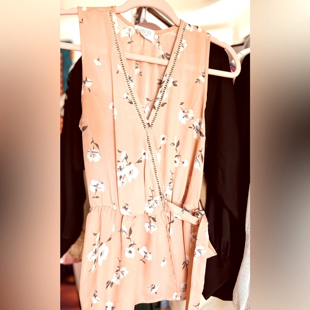 Pale Pink Dogwood Wrap Blouse NWOT